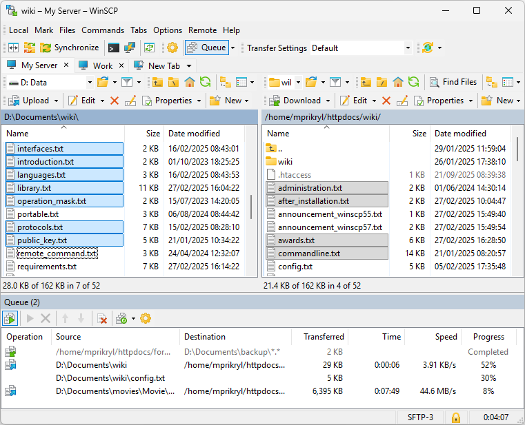 Main Window Commander Interface WinSCP Main Window Commander Interface WinSCP