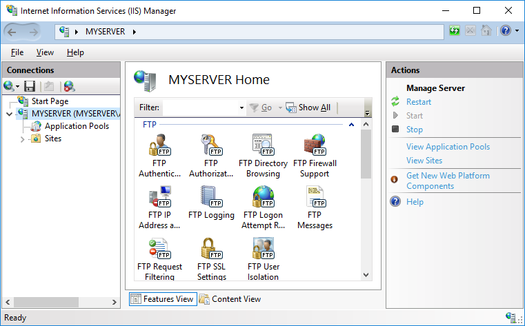 serveur de protocole de transfert de fichiers Windows intégré