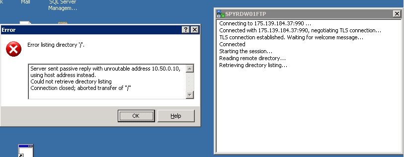 winscp ftp copy fails got reply 2004 to the command 4