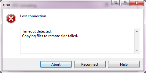 connection timeout error winscp