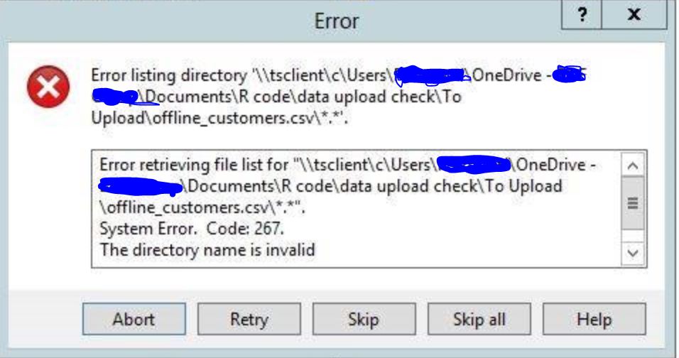 Error 267 The Directory Name Is Invalid