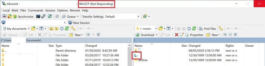 WinSCP not responding when accessing folder with no name :: Support ...