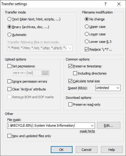 winscp show hidden files