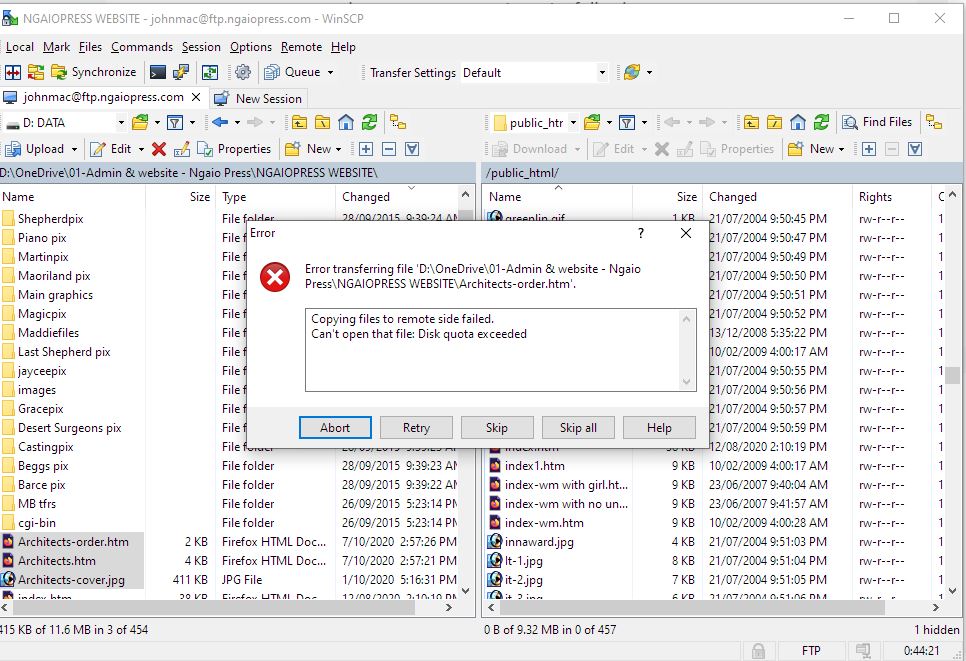 move files from local to vm using winscp